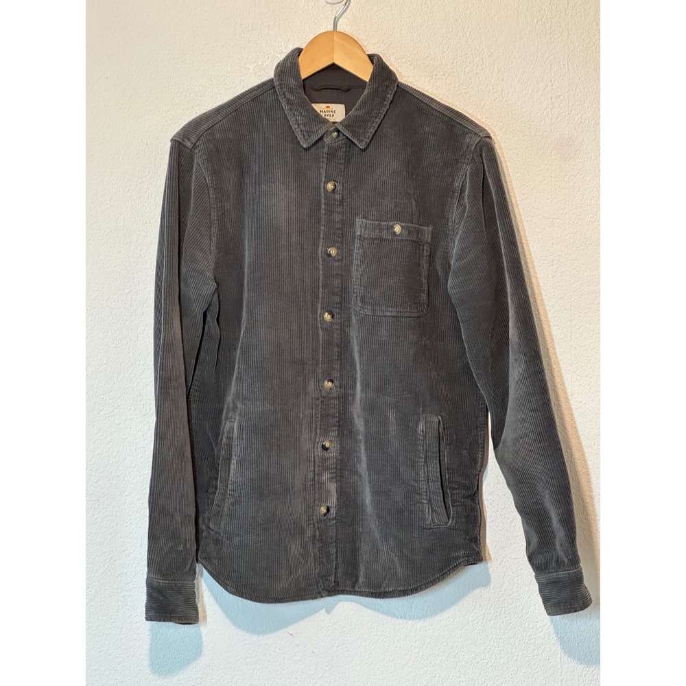 Marine Layer Mens Charcoal Grey Corduroy Shirt Jacket Style 13015 Small